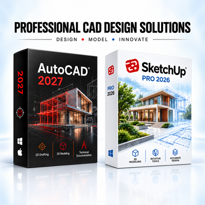 Pack AutoCAD 2027 + SketchUp Pro 2026 | Logiciels CAO & Modélisation 3D | Licence à vie