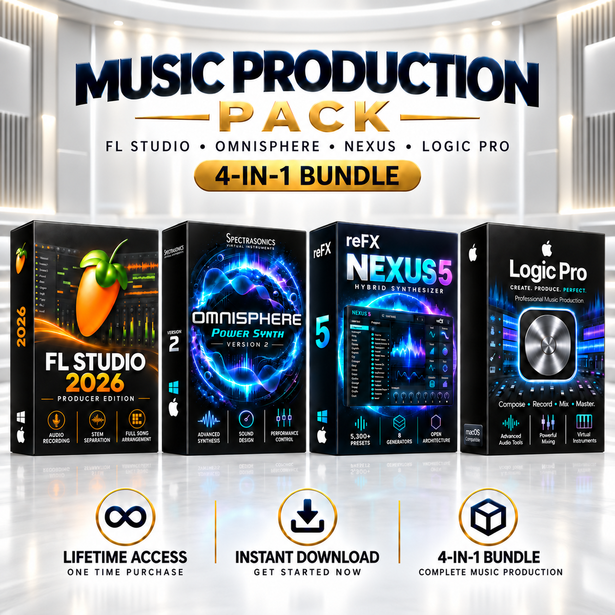 Music Production Pack FL STUDIO 24 - NEXUS 5 - LOGIC PRO - OMNISPHERE 2
