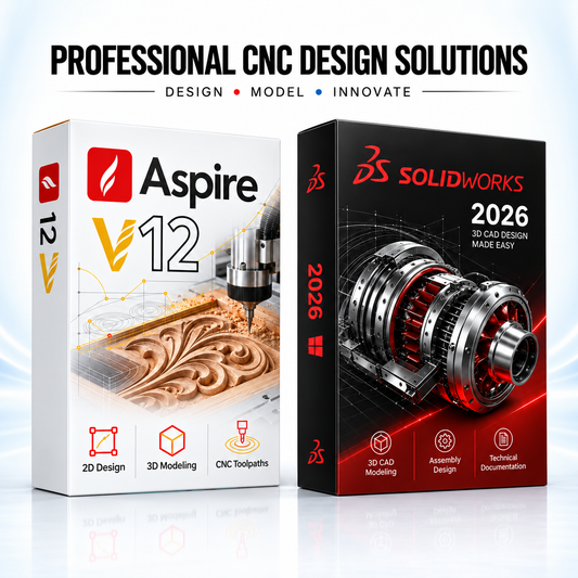 Aspire 12 + SolidWorks 2026 | Logiciels de conception CNC & CAO | Licence à vie